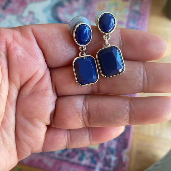 Elegant Blue and Gold Earrings - Picture 1 of 3